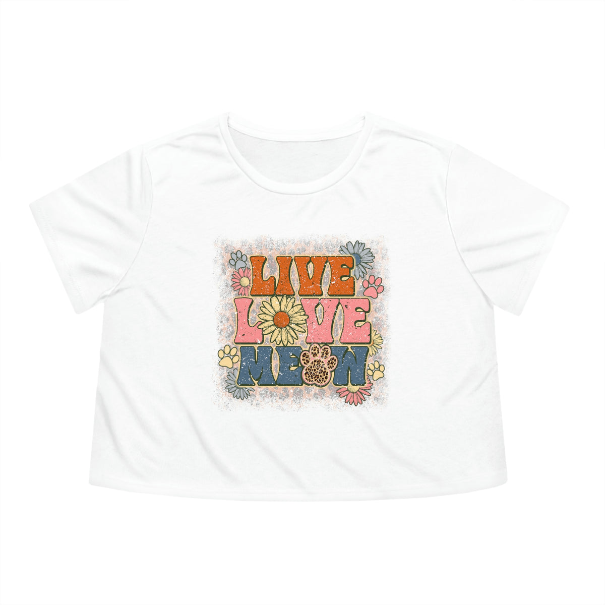 Live Life Meow Womens Crop Tee