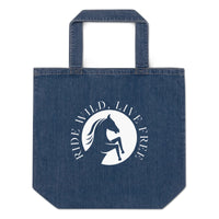 Ride Wild Live Free Horse Denim Tote